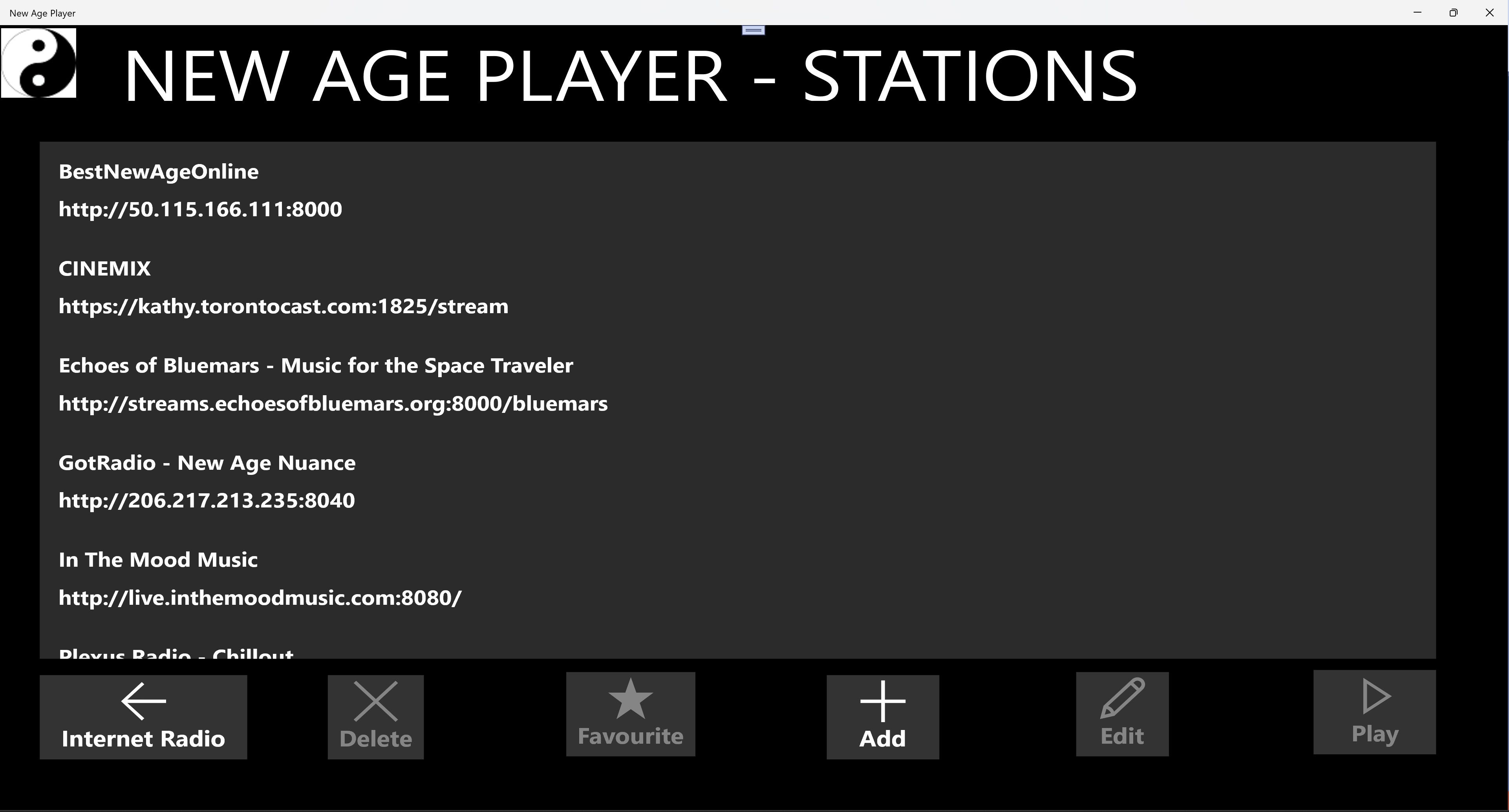 Stations screen (windows 10) - Dark Theme