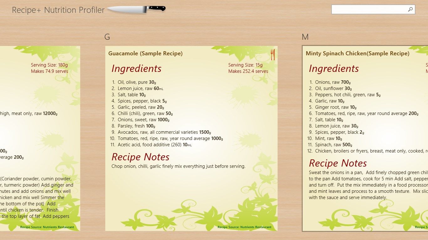 Recipe Cards view