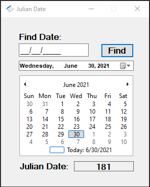 Julian Date Selector