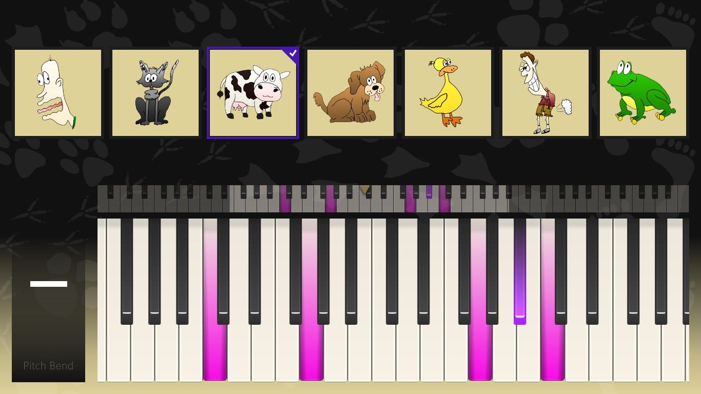Full palette of biological sounds with a stylish piano keyboard