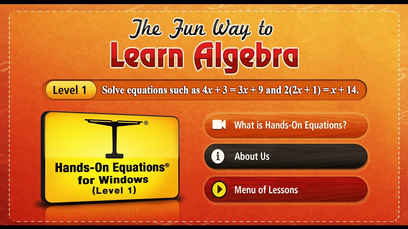 More than a million students, beginning in grade 3, have used the physical version of this app. No prior work with algebra is assumed.