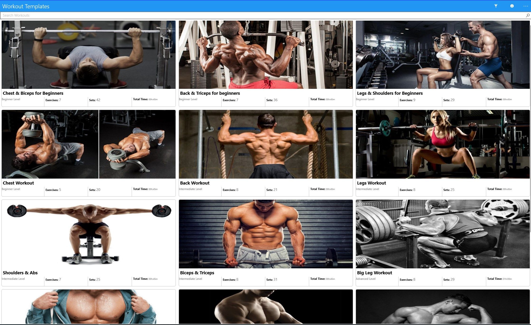 Find Workout Templates and Create your own Workouts