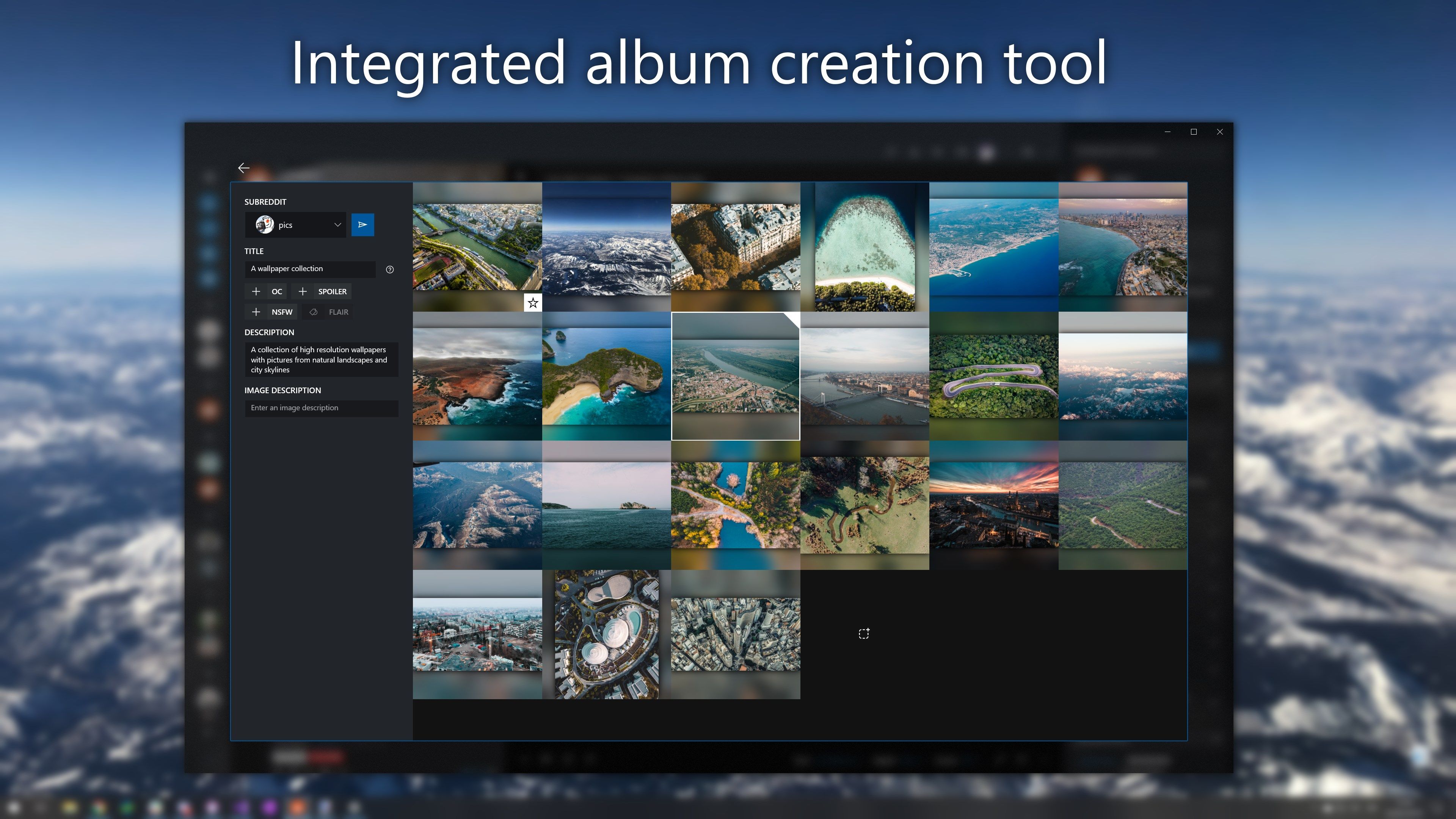 Integrated album creation tool