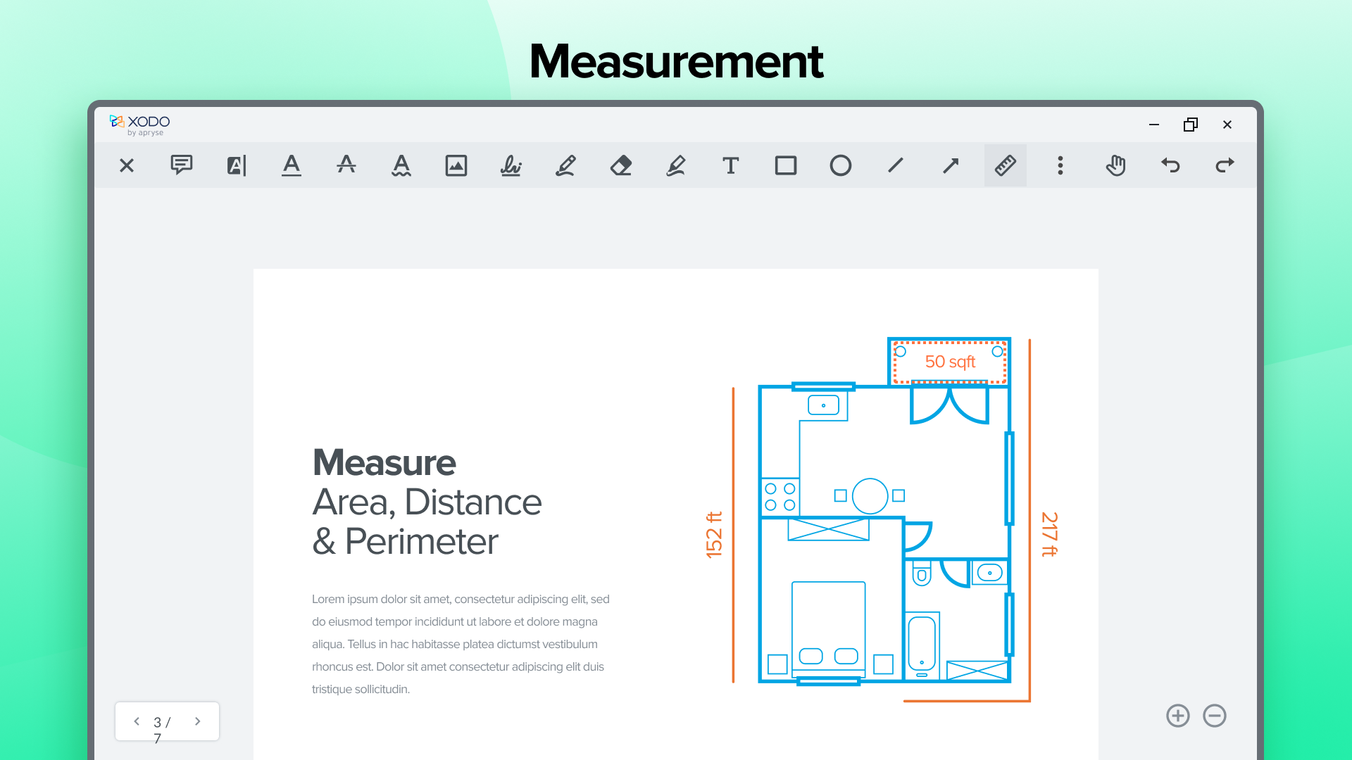 Measurement tools: Area, Perimeter, and Ruler