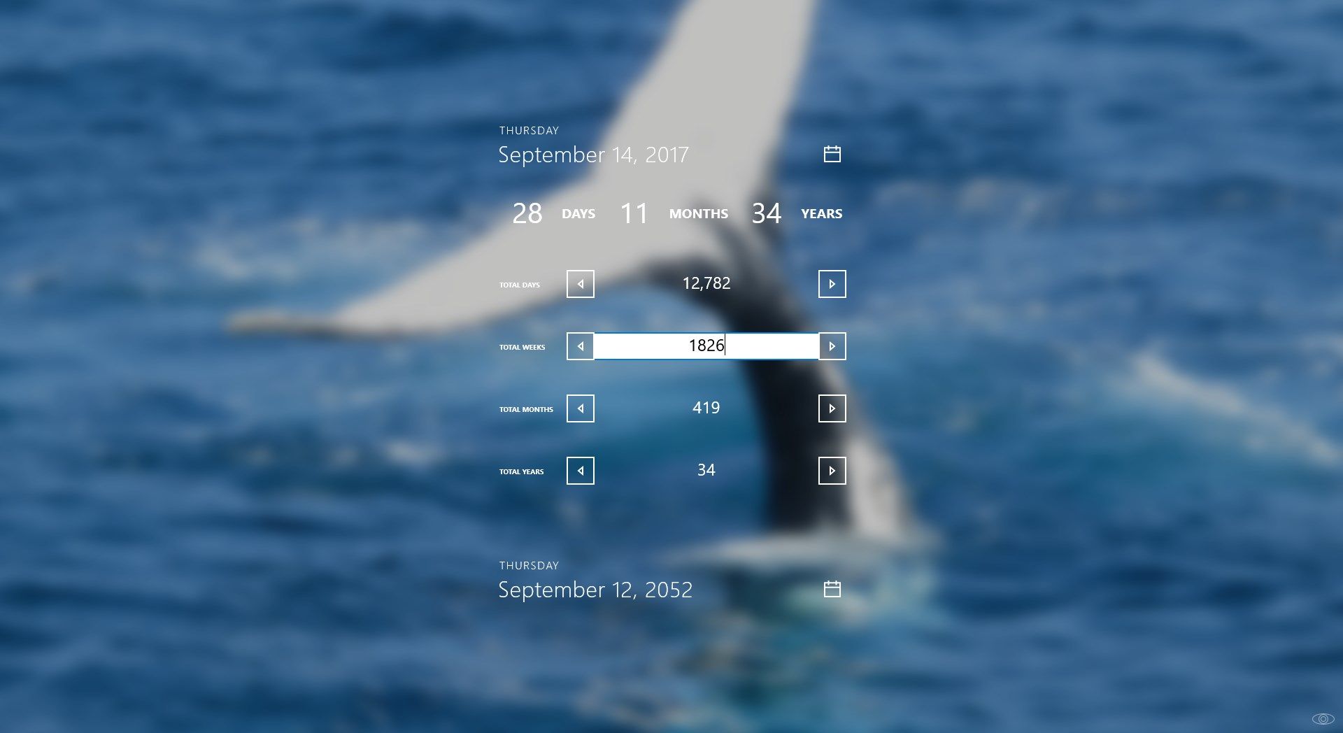 Any measure of duration can be edited to get the corresponding date (and maybe a whale!)