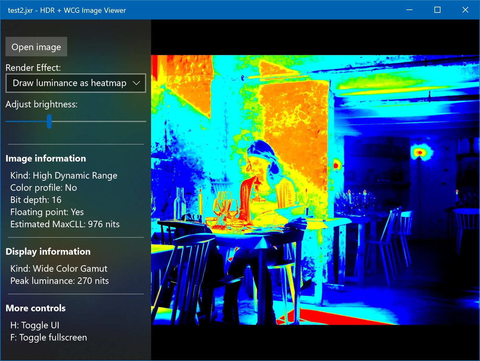 Render images with useful developer tools such as converting luminance to a color heatmap