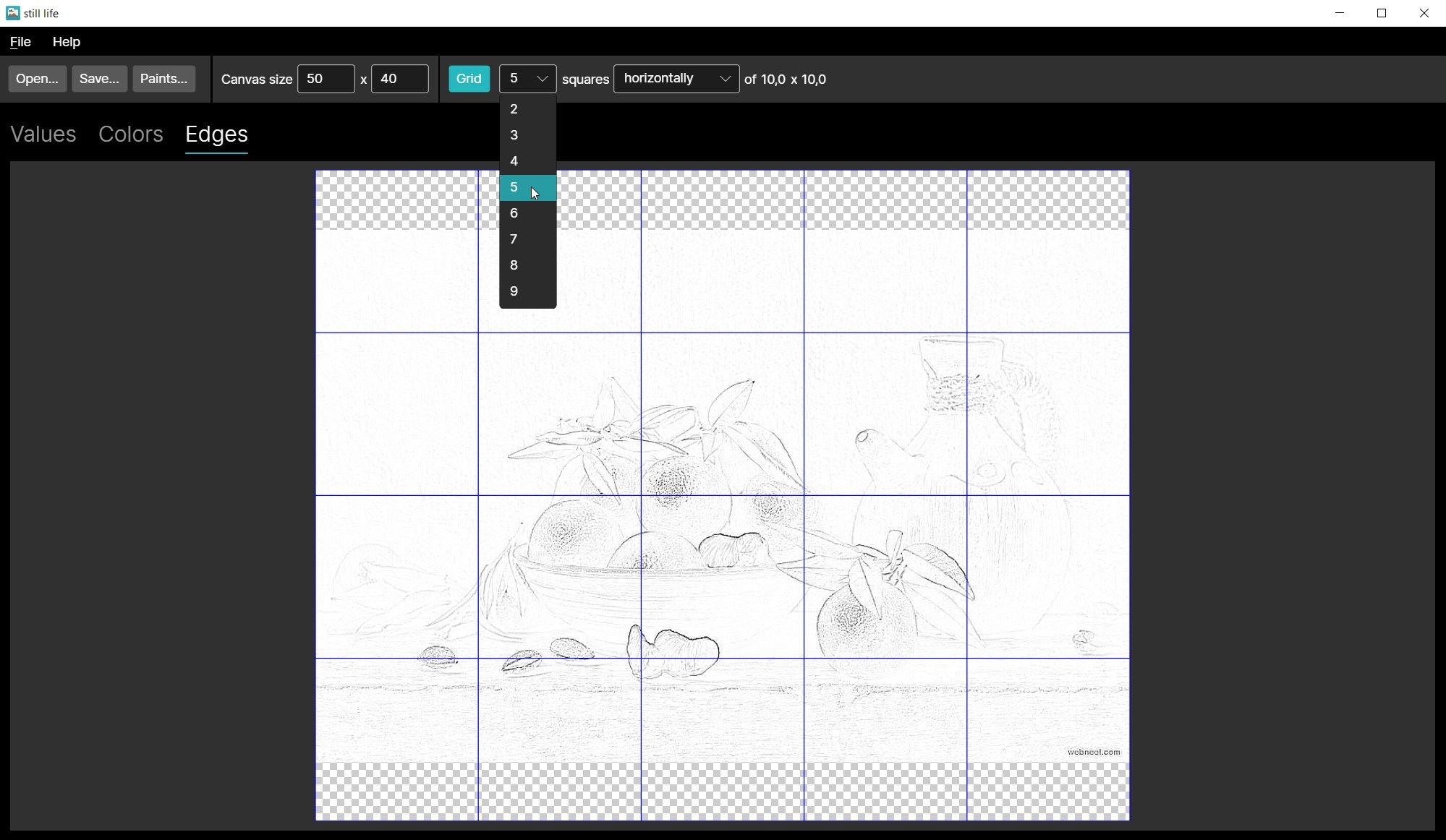 Add a grid for transferring the image to canvas.