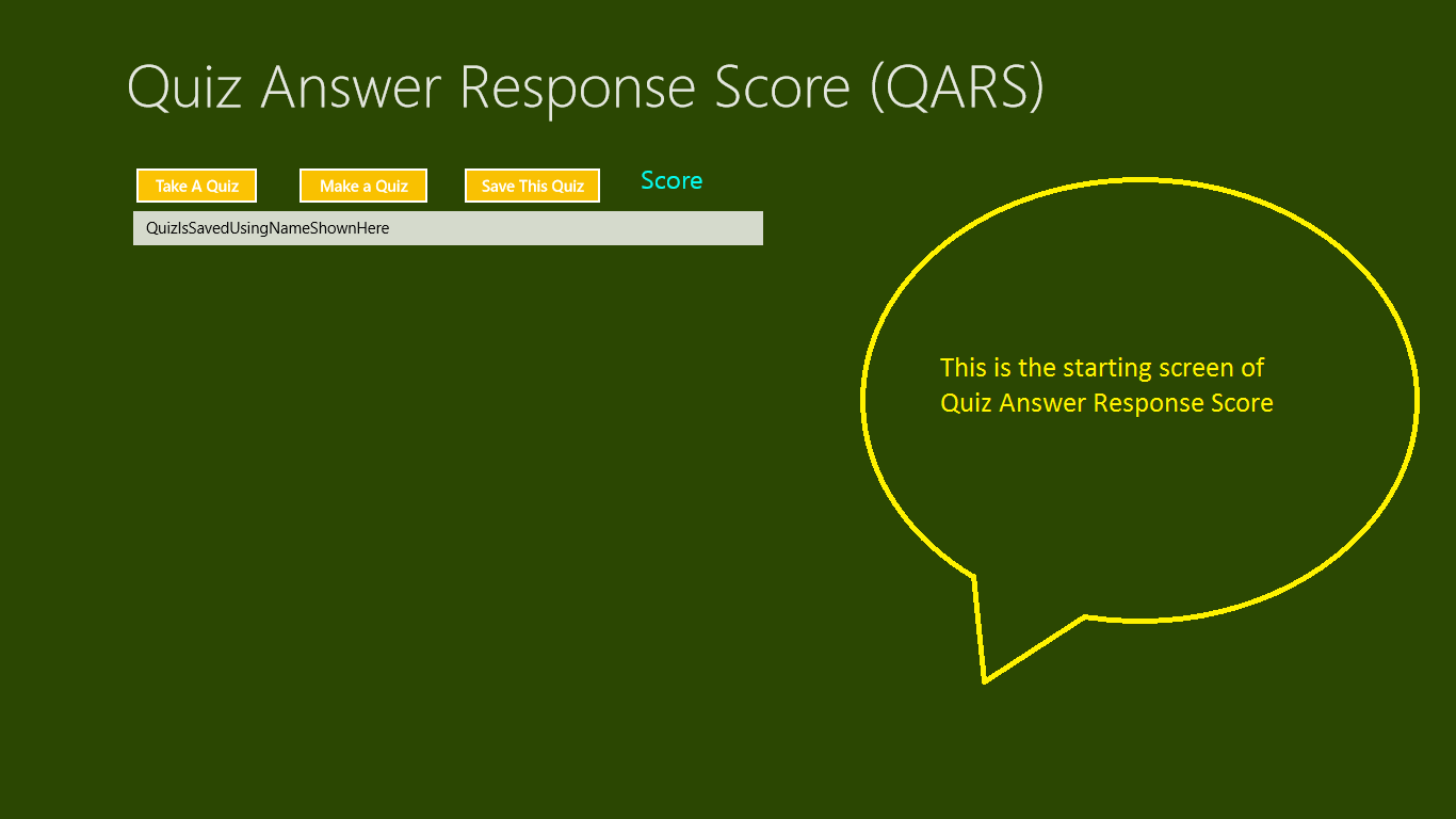 This is the starting screen of Quiz Answer Response Score.