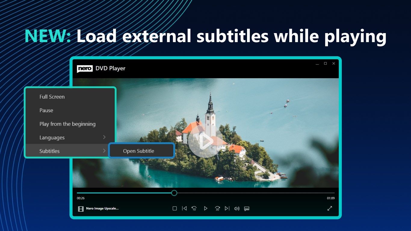 Nero DVD Player New feature--load external subtitles while playing
