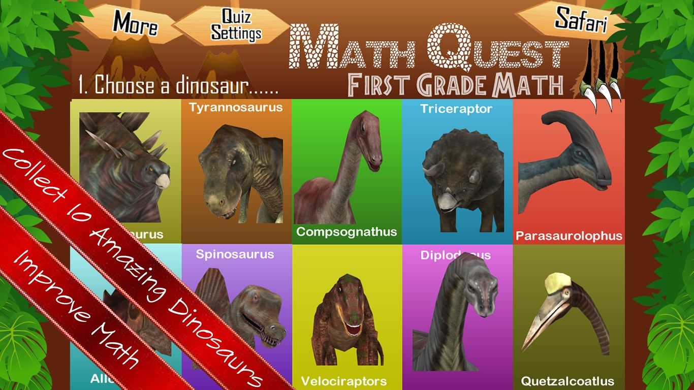 Collect dinosaurs and improve Math