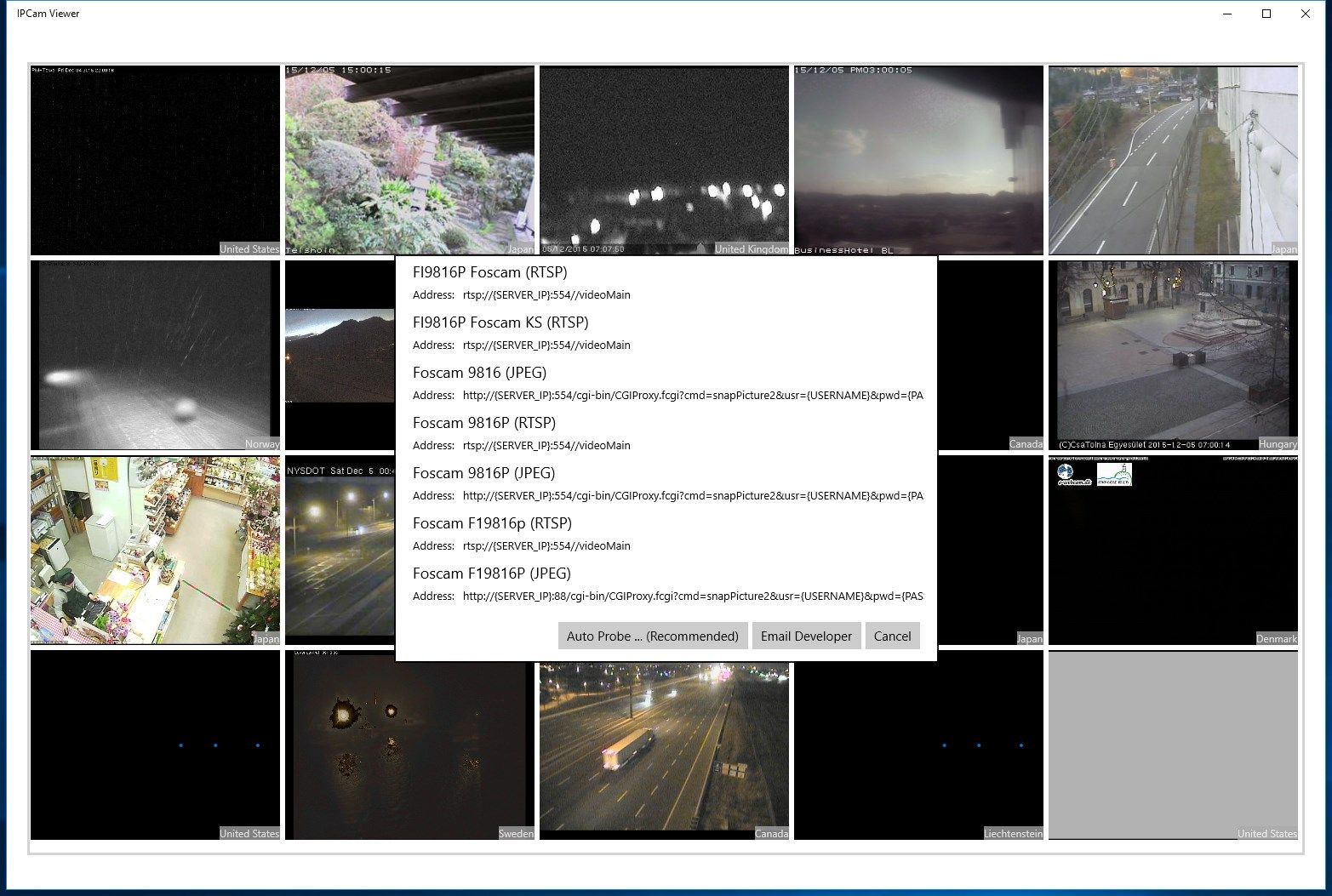 Search your IP camera by make/model.