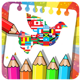 Glitter World flags coloring book
