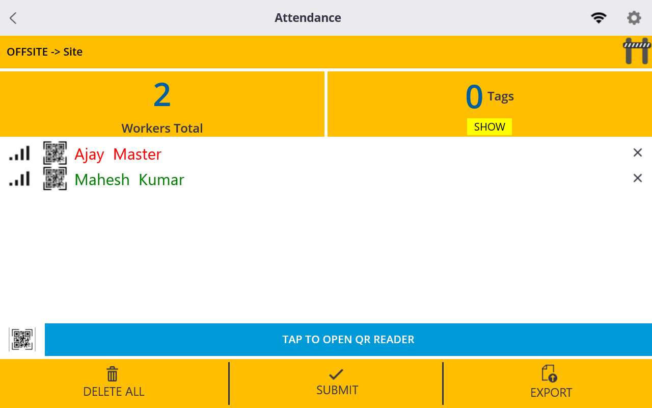Attendance Page