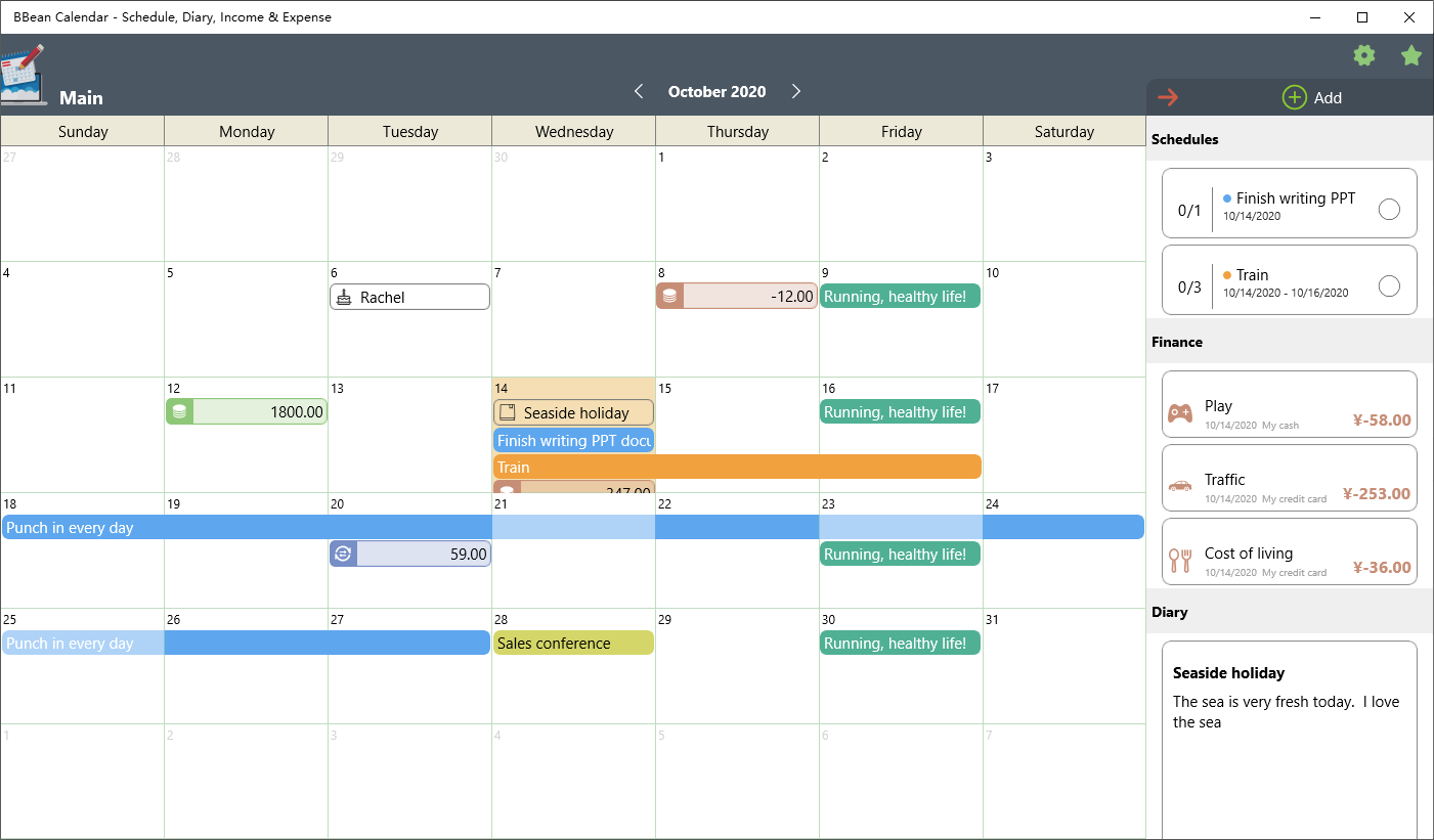 BBean Calendar - Schedule, Spending