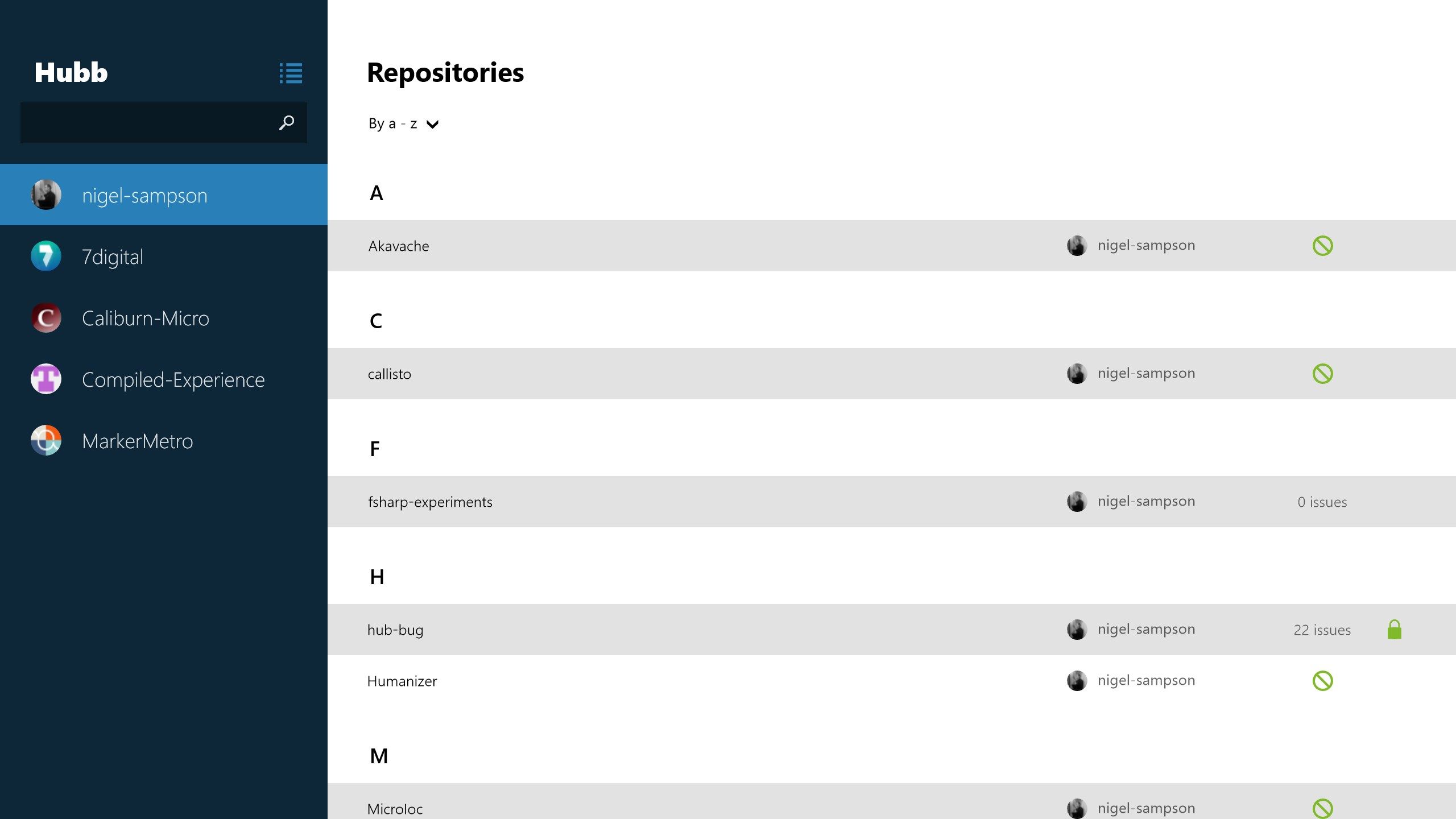 Browse your repositories across all your organisations.