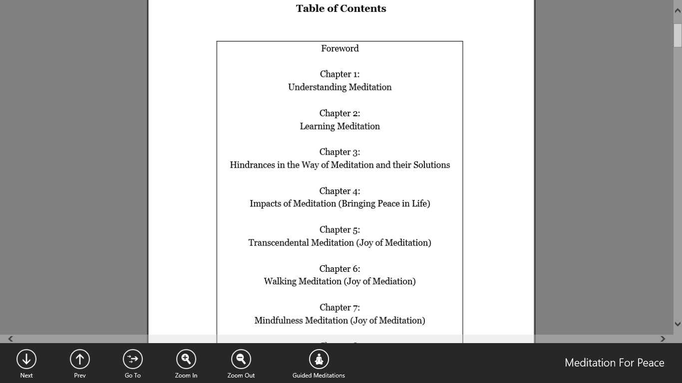 Table Of Contents.