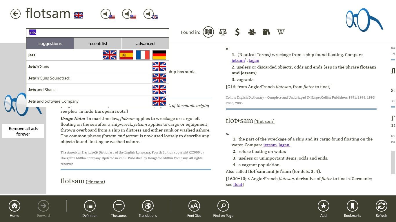 Find exactly what you want with helpful search suggestions, including flags to indicate the source language.