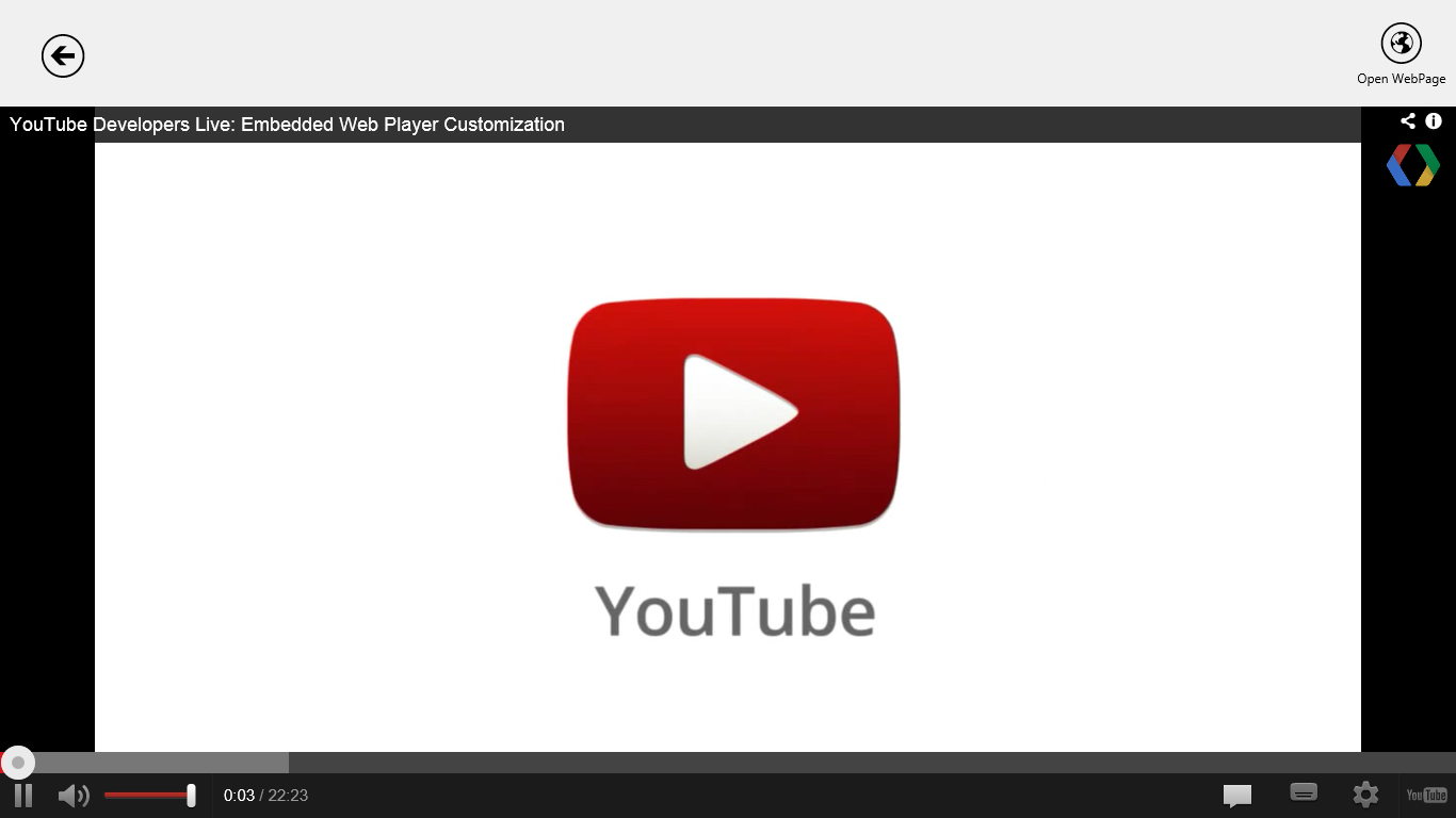 Playback Screen for the contents on web: You can play videos in full screen.