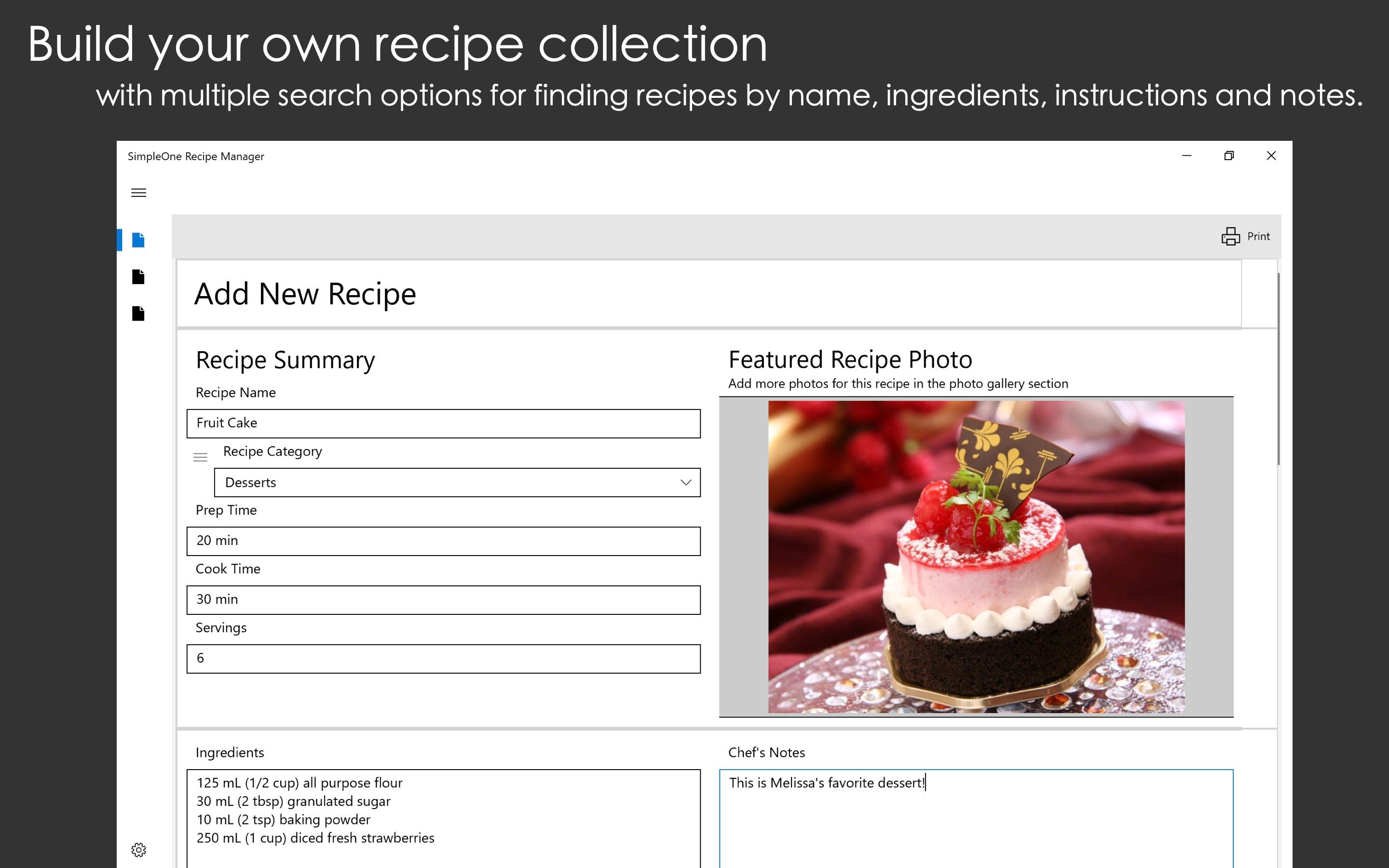 SimpleOne Recipe Manager - database for your recipes