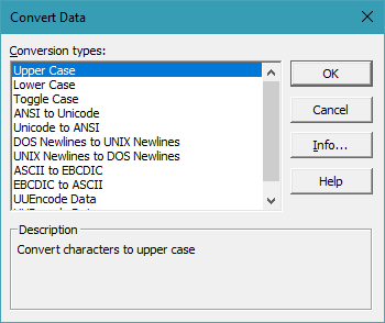 Convert Data dialog box