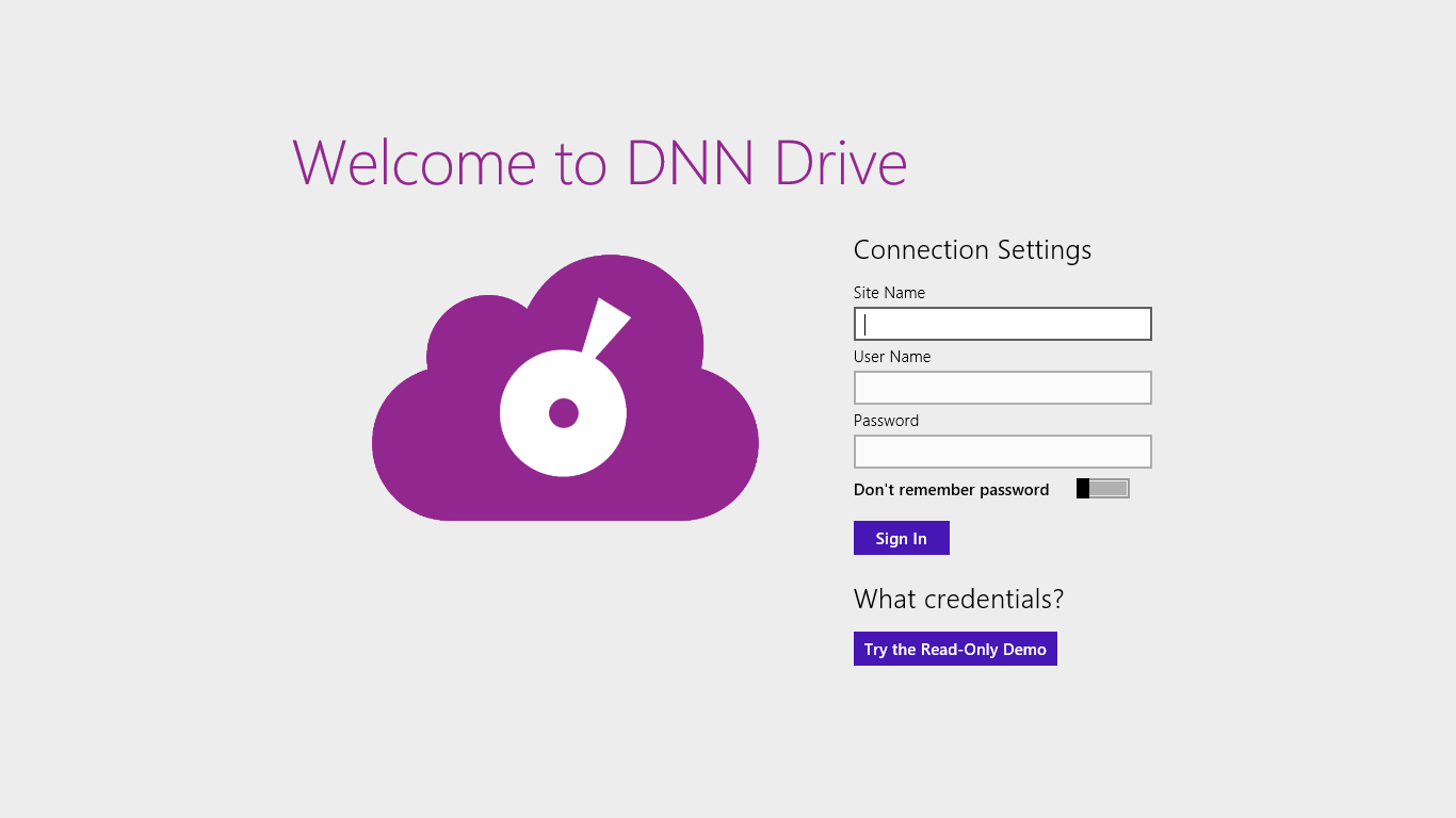 Connect to your DNNDrive instance or try a demo.