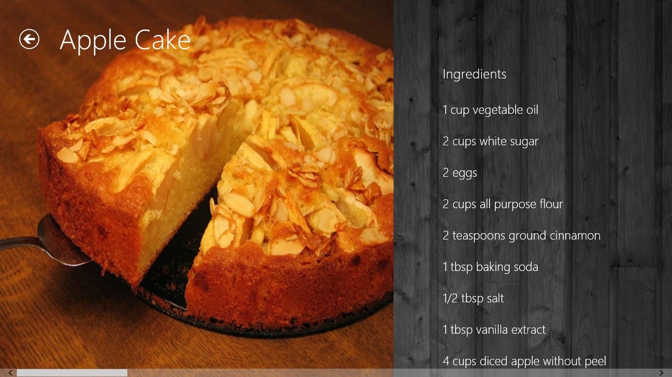 Selected cake with ingredients.