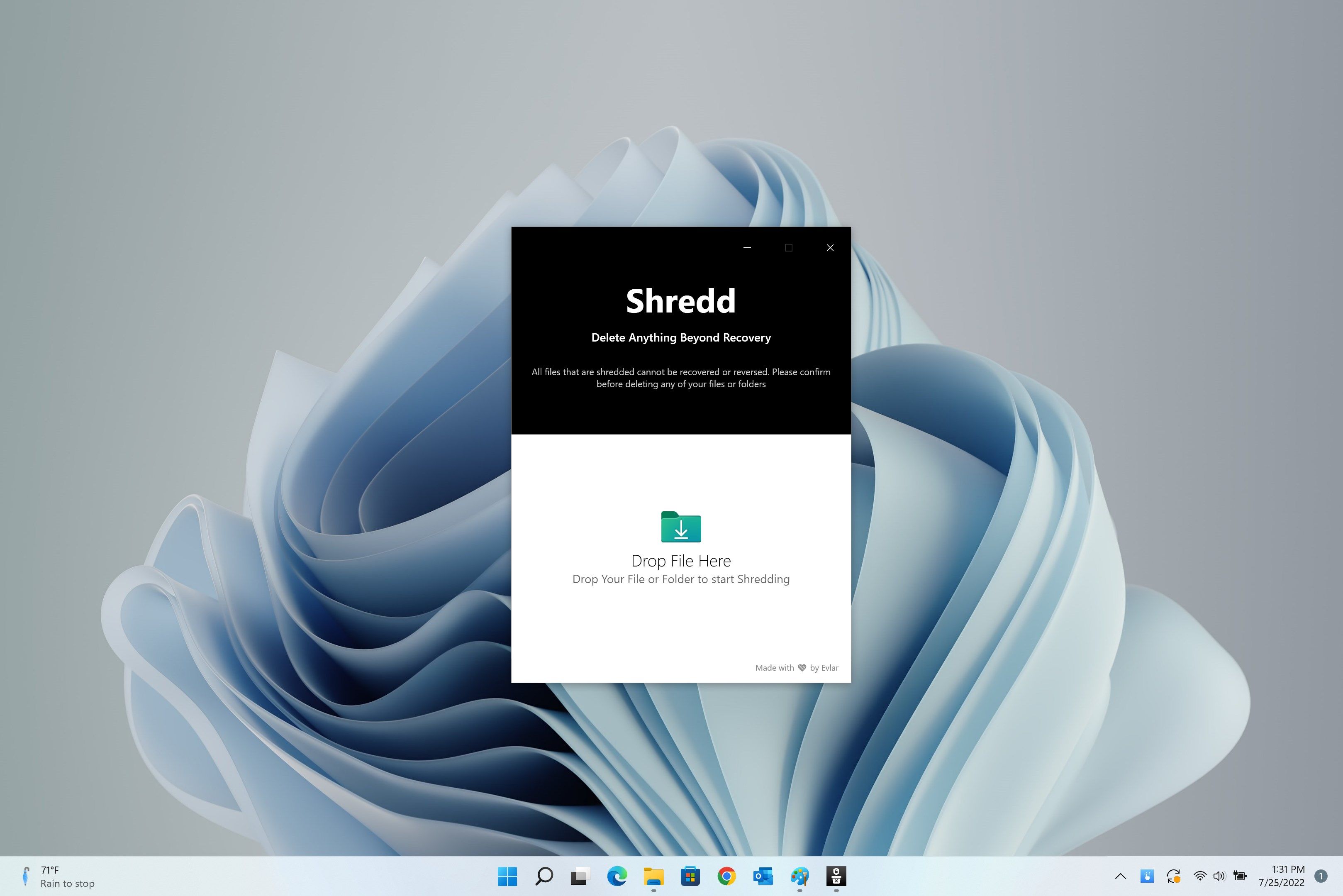 Drag and drop to shred your files