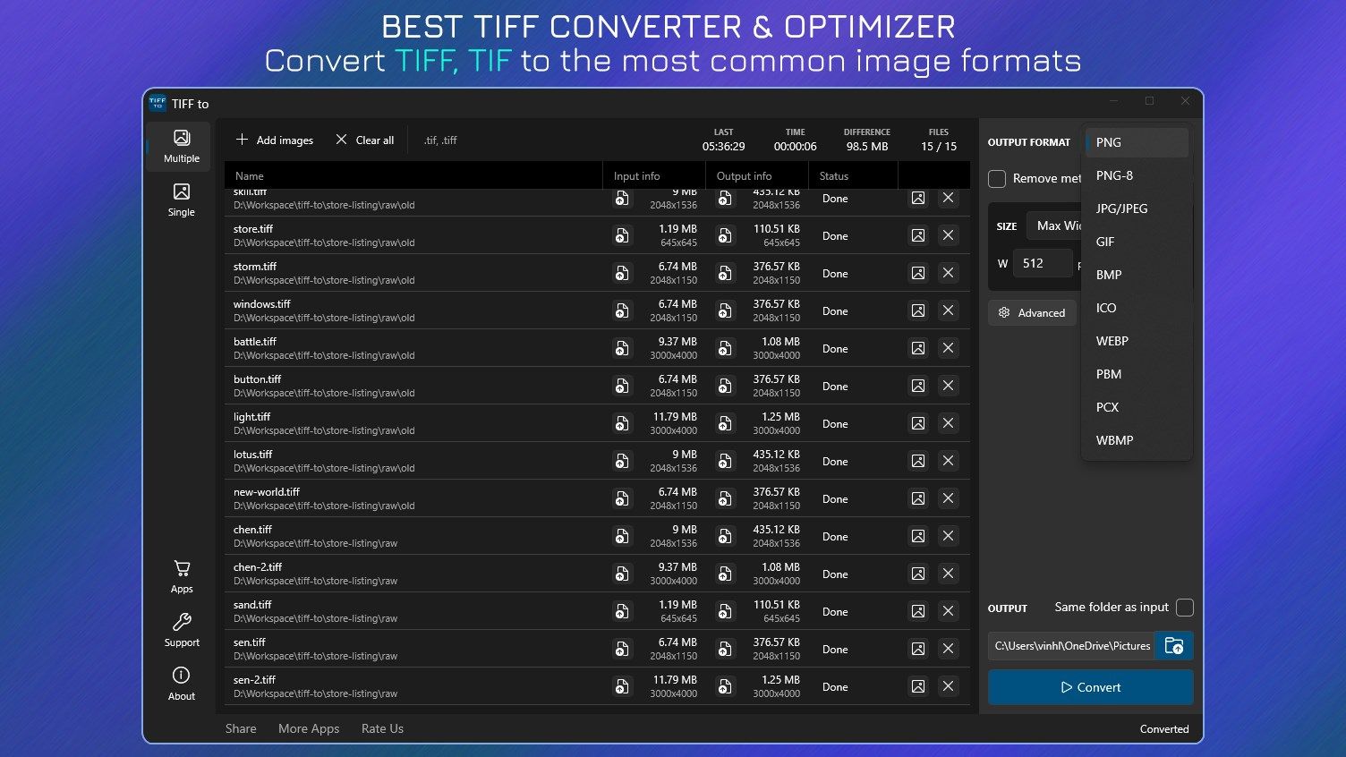 TIFF to - TIFF, TIF Image Converter