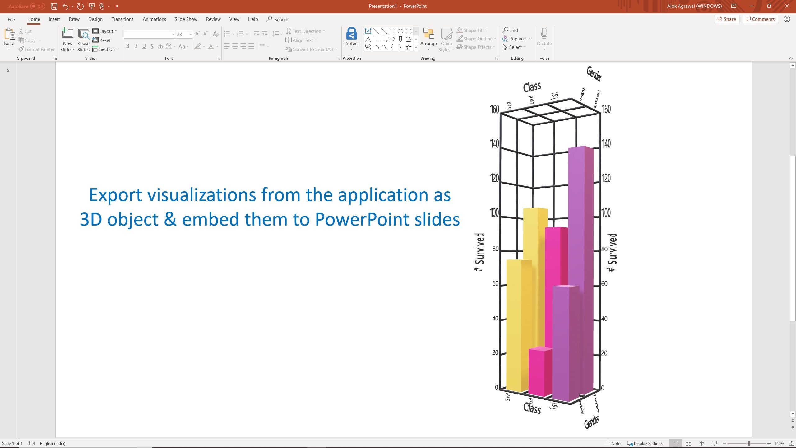 Export graph as 3D object to use in PowerPoint