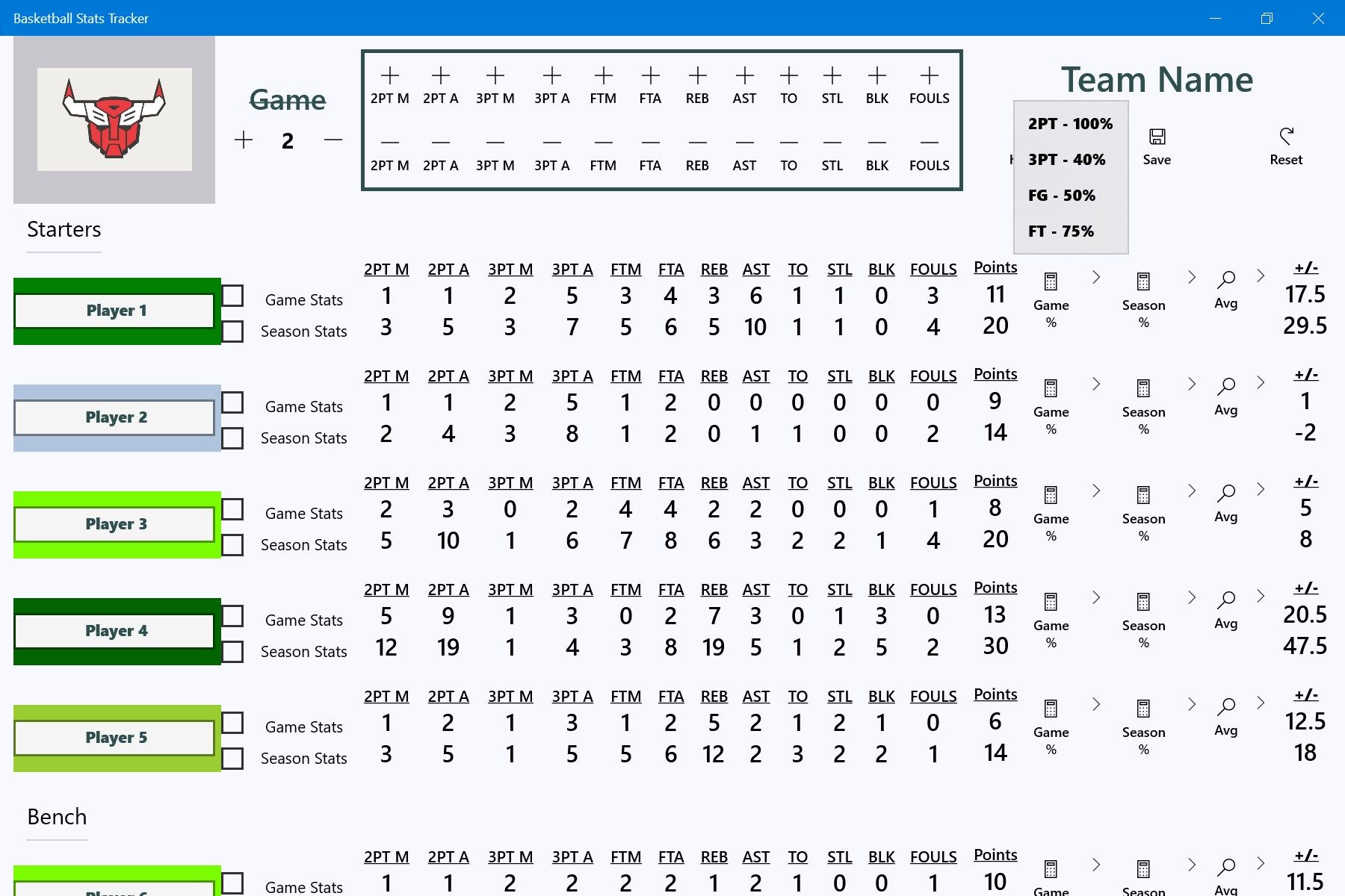 Basketball Stats Tracker