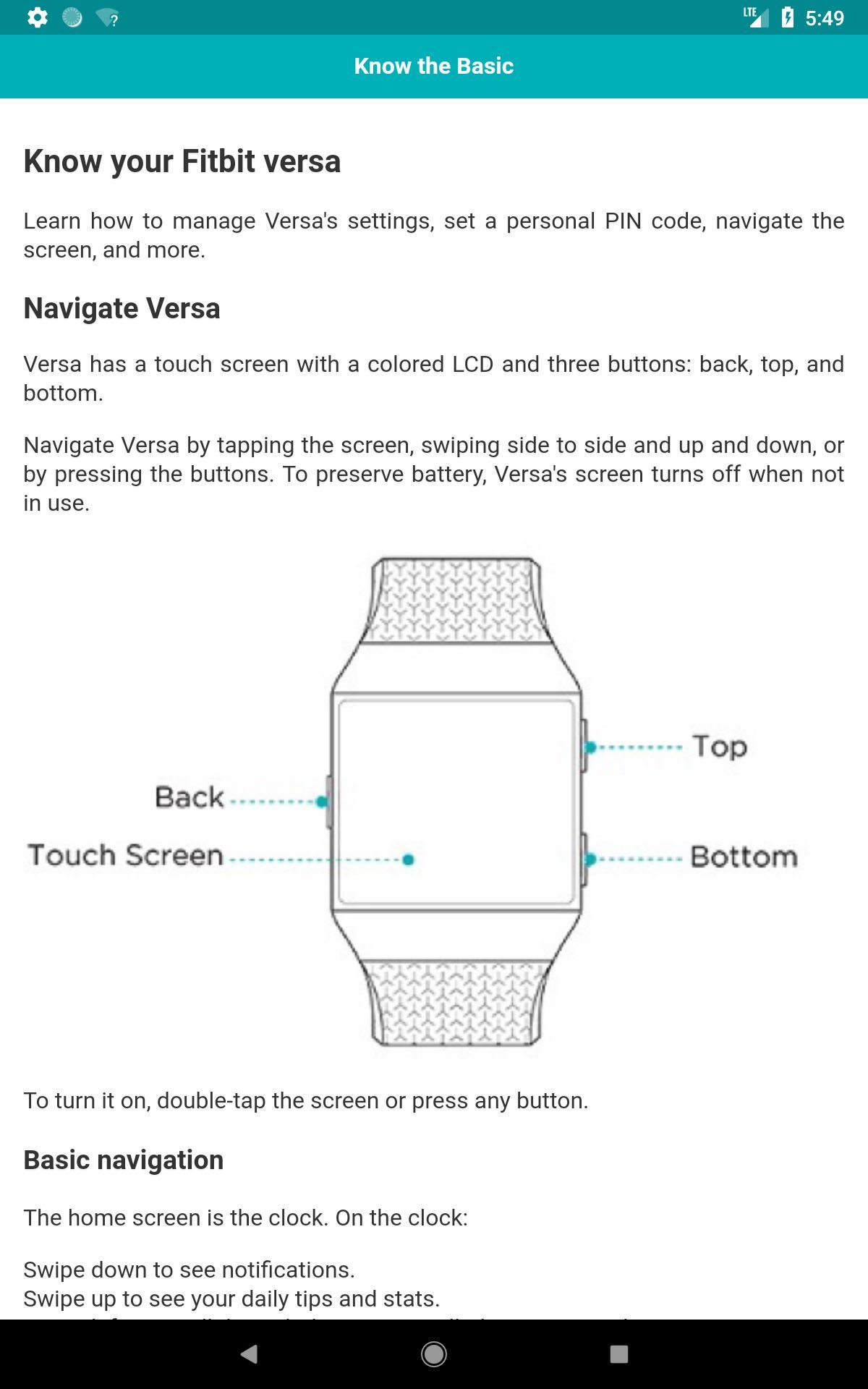 User guide for Fitbit Versa