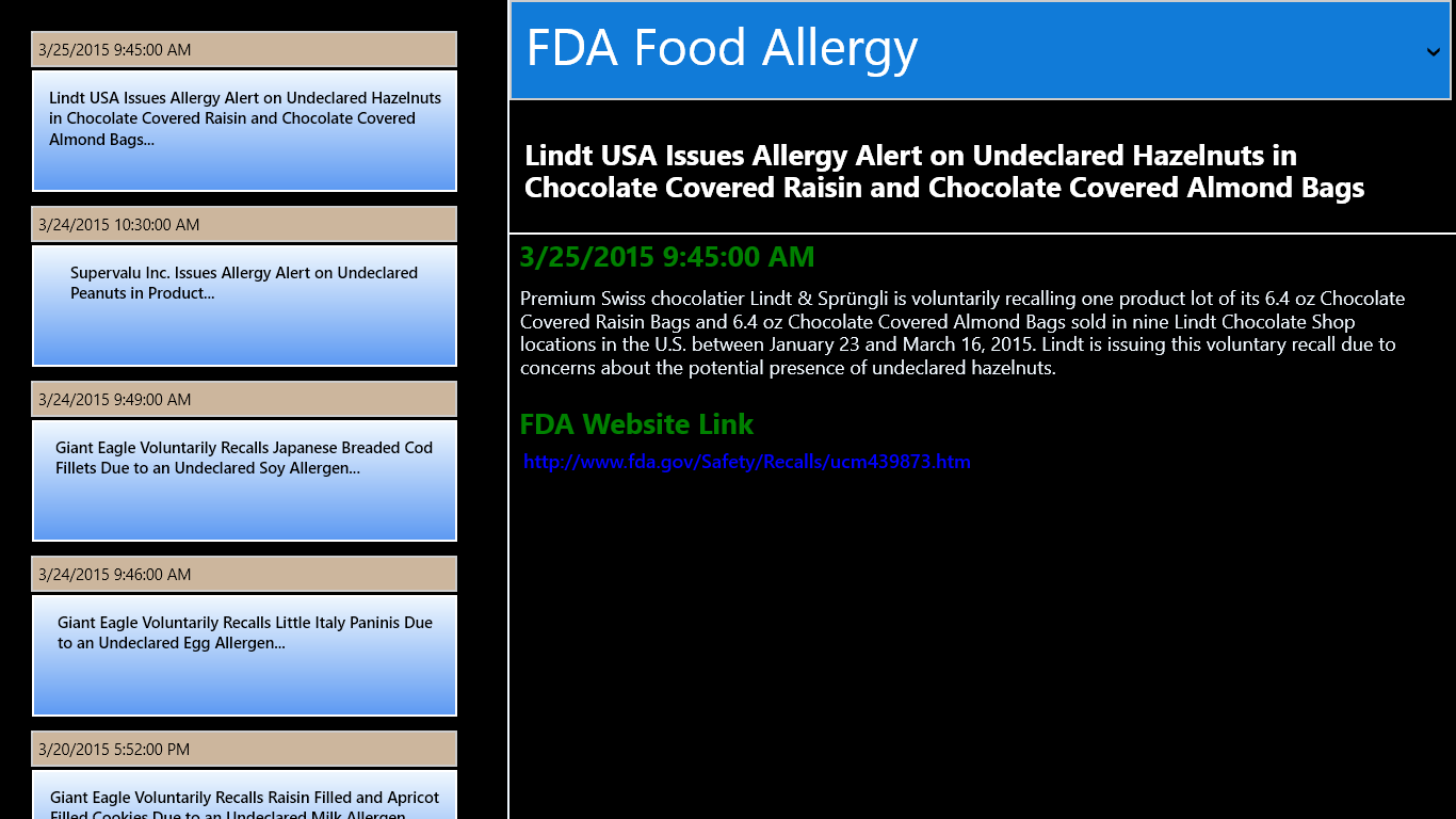 Choose from 15 different FDA feeds