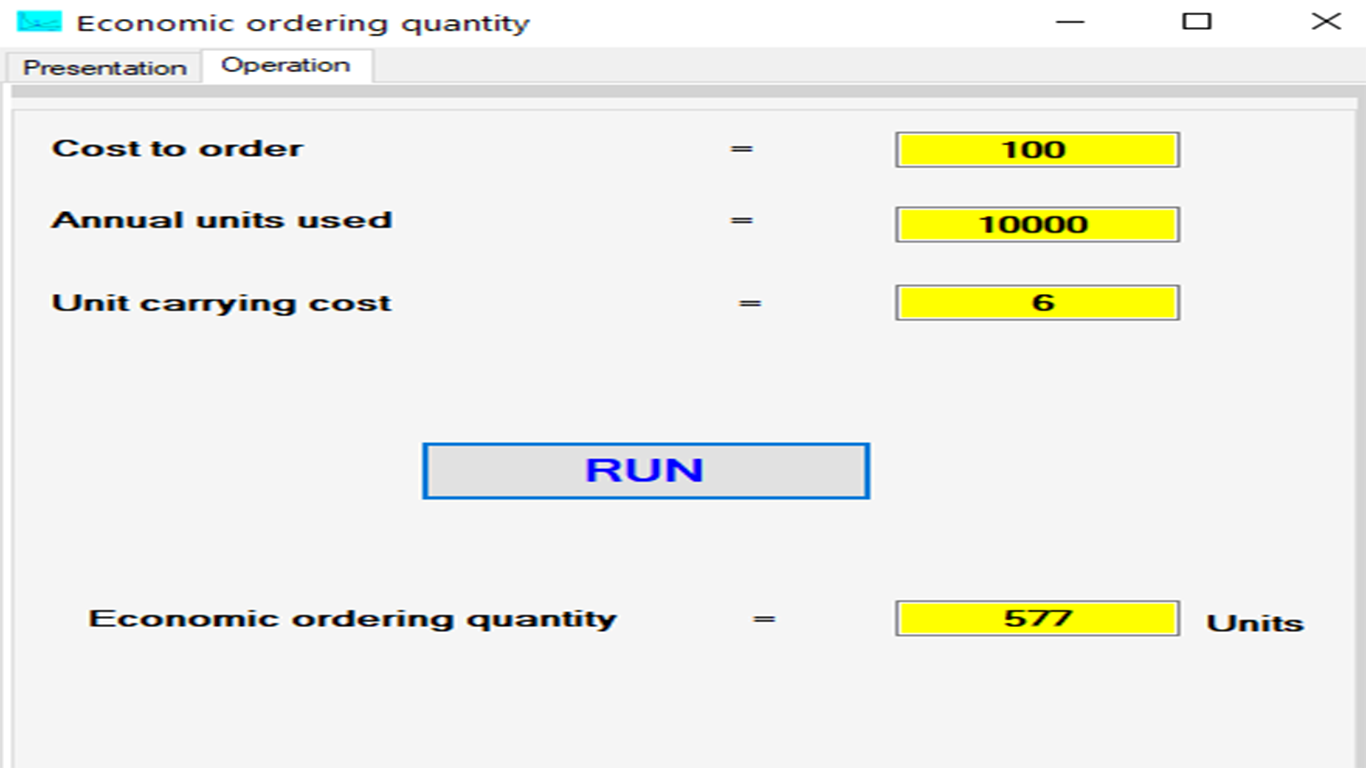 ECONOMIC ORDERING QUANTITY