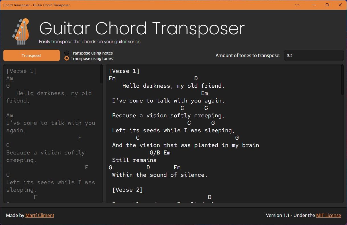 Guitar Chord Transposer