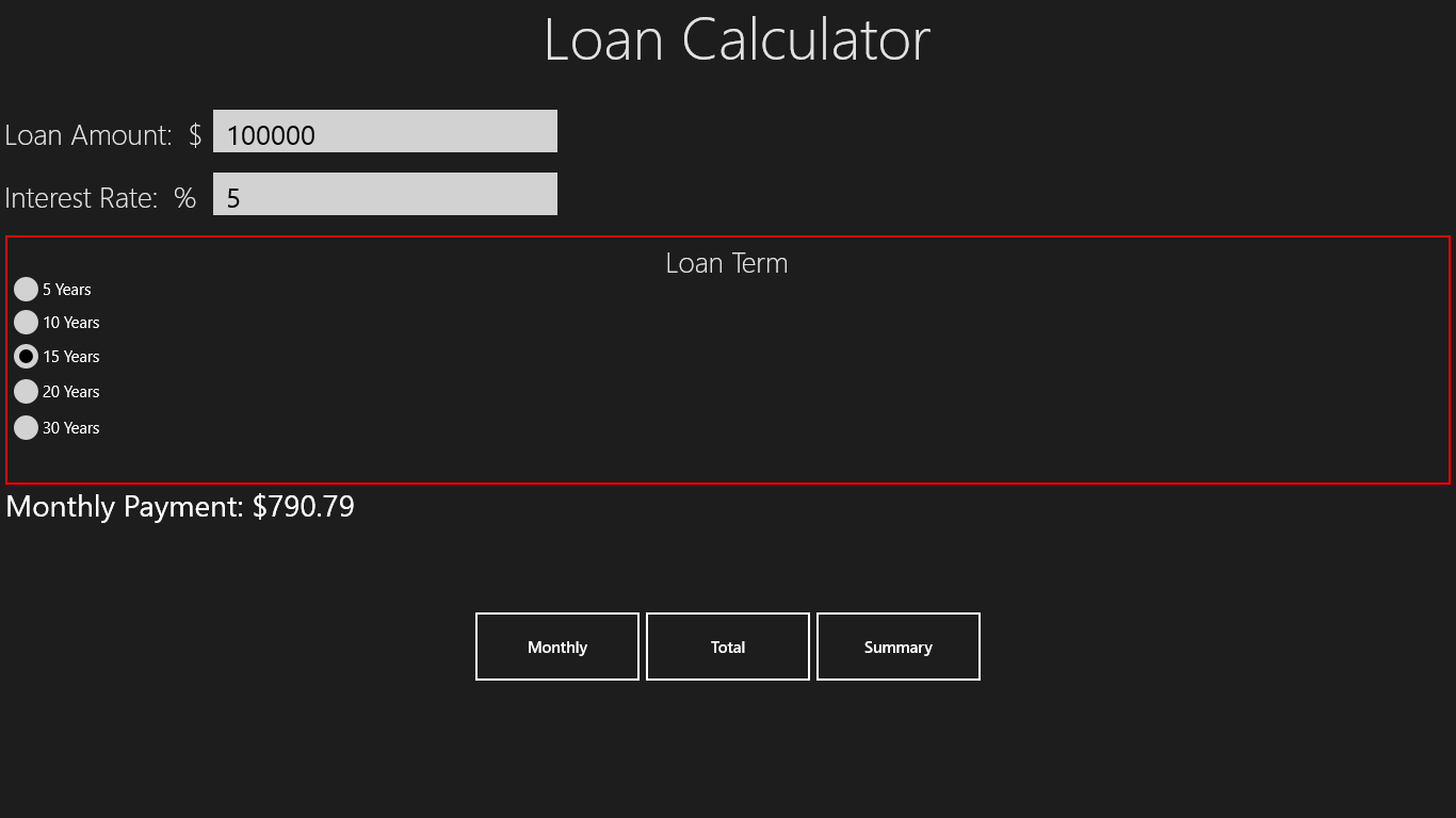Loan Calculation Results