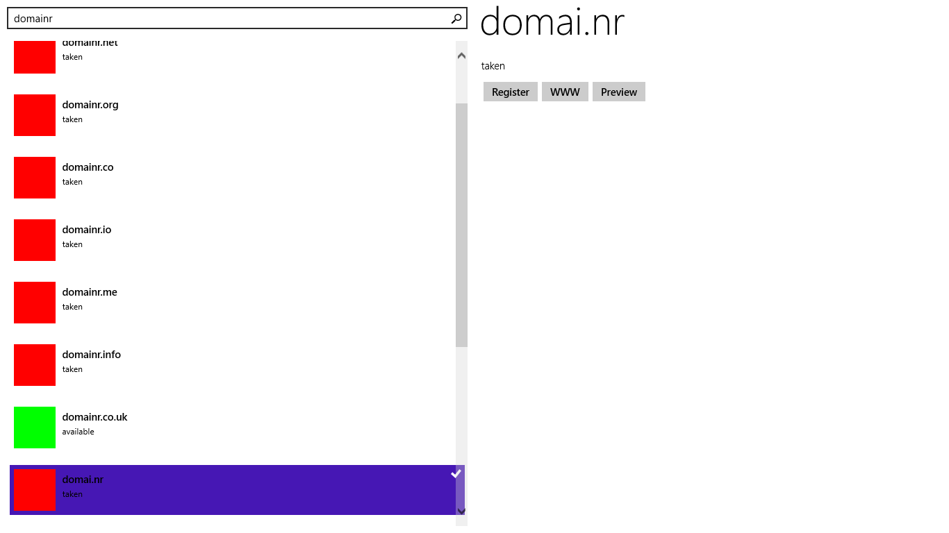 Results for the word "domainr".