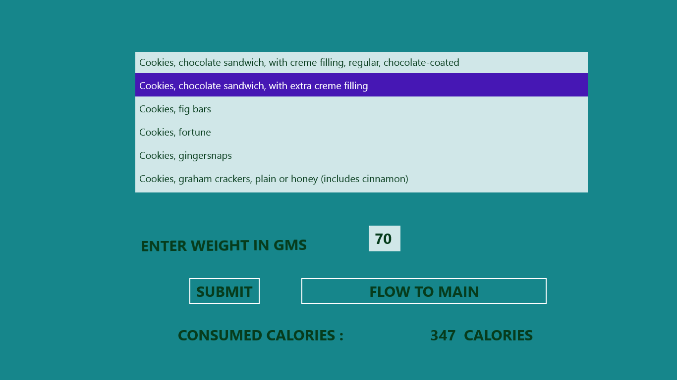 The is Energy Consumed Calculator, where one can Estimate Consumed Calories  from over 8000 Foods from USFDA Database