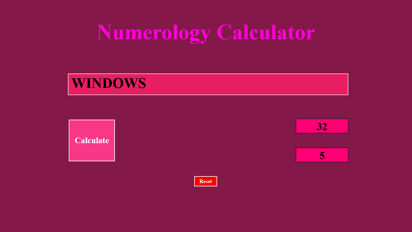 Free Numerology Calculator, Easy to use.