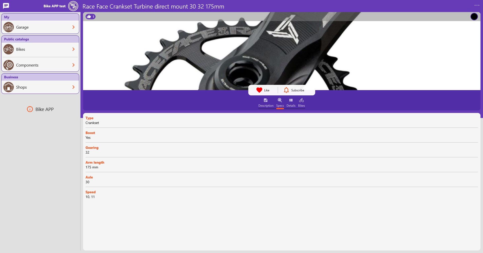 One of the key features of Bike APP is public catalog of bikes and components, including relations between components and bikes. These catalogs are available for every Bike APP user and keep growing all the time when Bike APP users specify bikes and their components to their own bike garages.