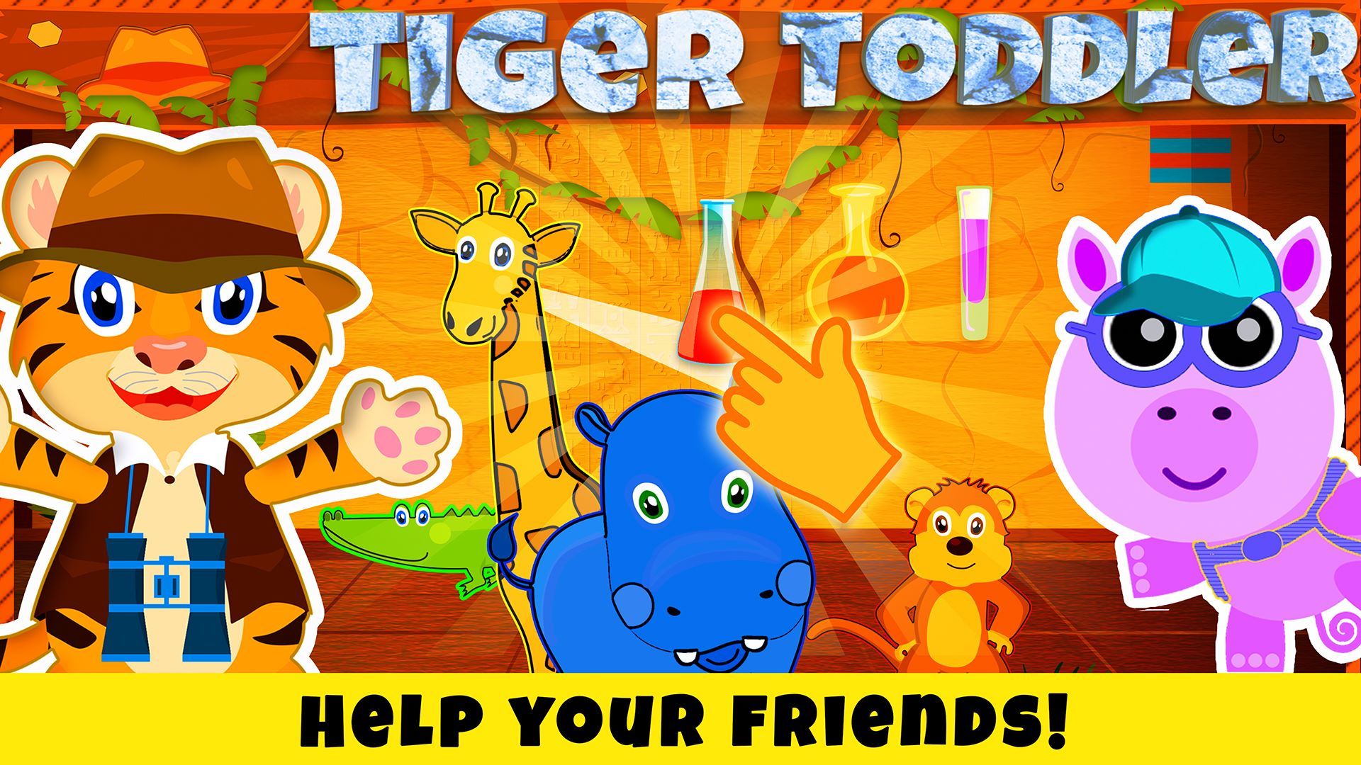 Tiger Toddler & Super Pig World Explorer - Free learning games for 2 3 4 & 5 years olds - Math puzzles , matching, letter, coloring and more! - Great for Parents and Teachers