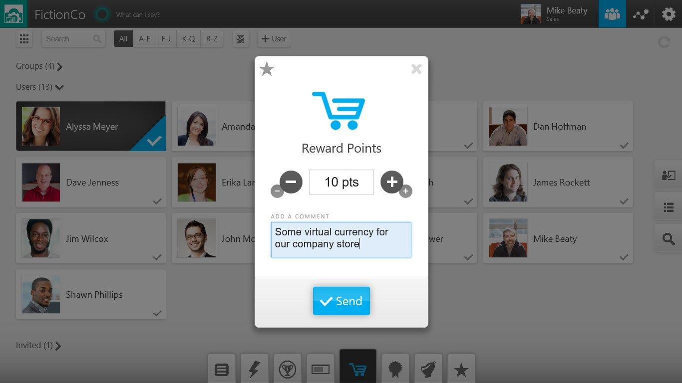 Issue reward points and run your own company rewards store complete with virtual currenecy