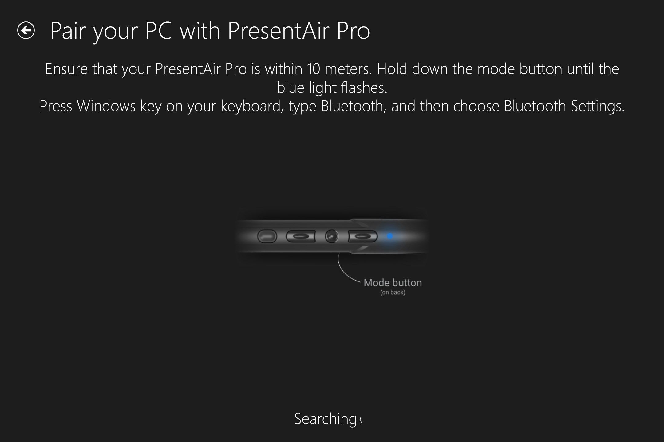 Pairing of your PresentAir Pro.