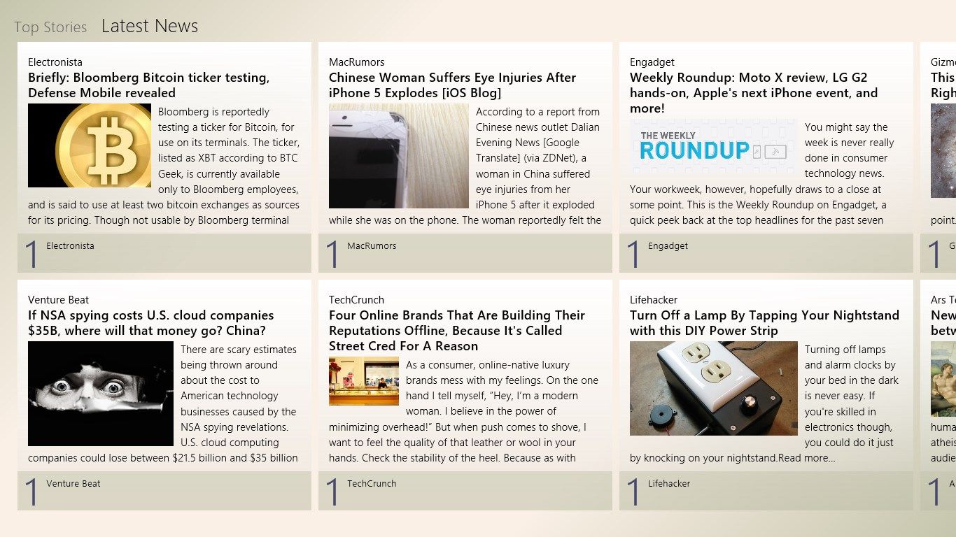 Several themes. New! Latest News view shows you the very newest articles as they come in.