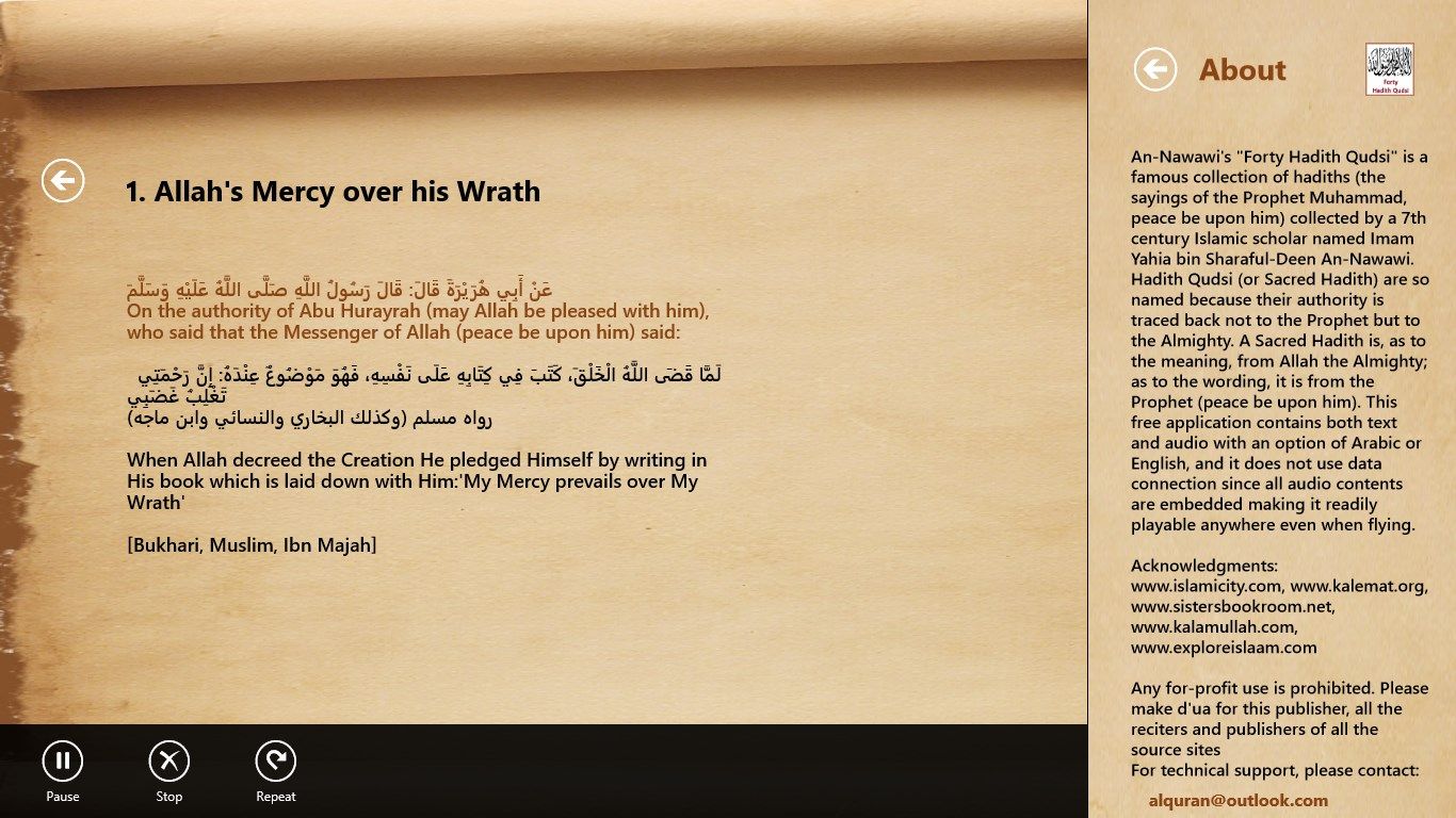 Forty Hadith Qudsi in English and Arabic