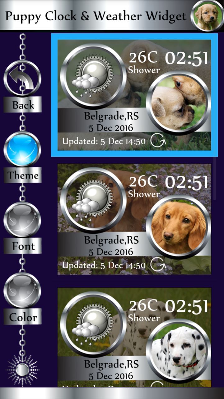 Puppy Clock & Weather Widget