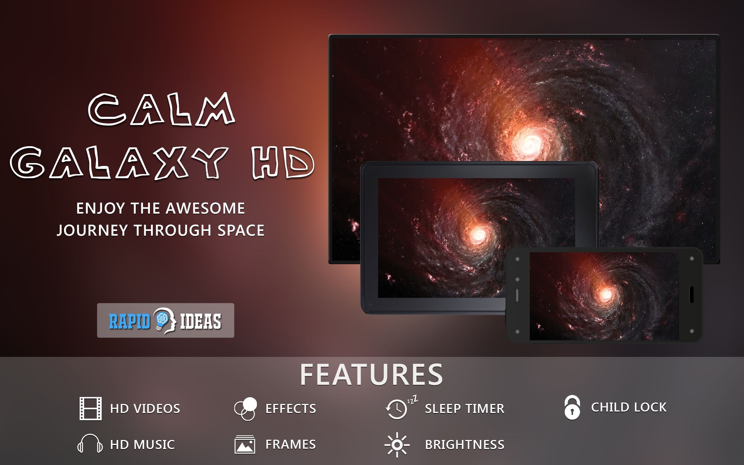 FREE Calm Galaxy HD - Decorate your room with beautiful stars scenery on your HDR 4K TV, 8K TV and Fire Devices as a wallpaper, Decoration for Christmas Holidays, Theme for Mediation & Peace