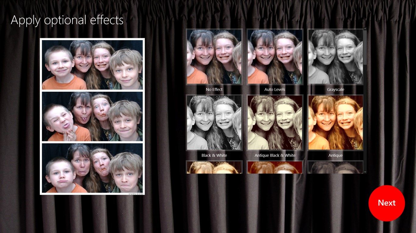 The user can experiment with up to 27 optional image effects
