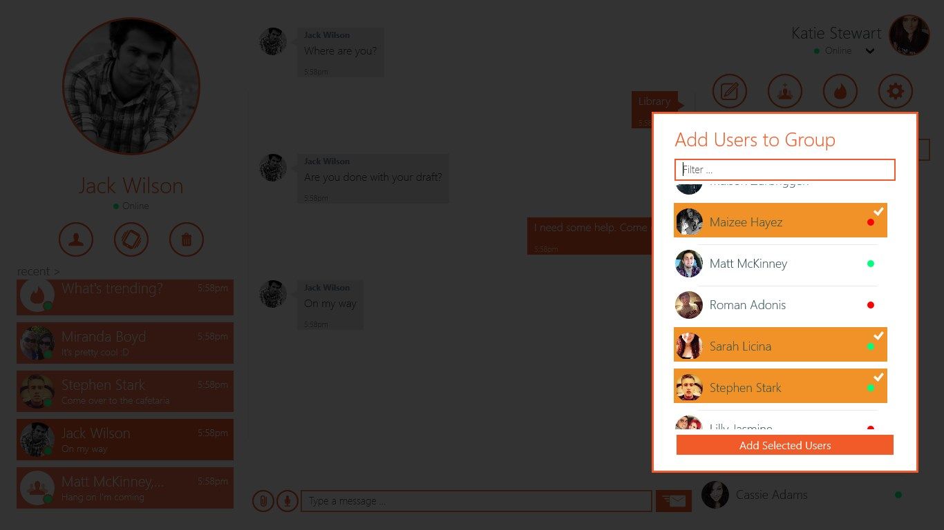 Add users to create a group conversation