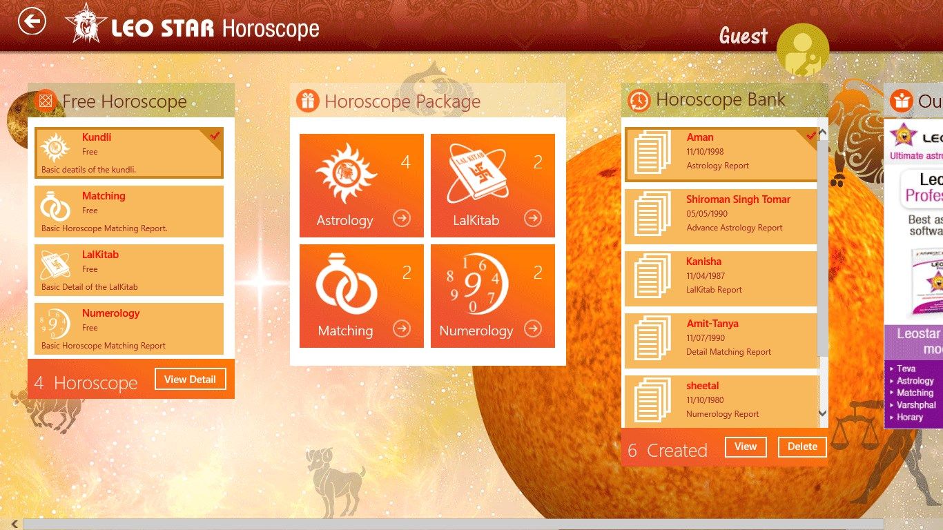 Leo Star Horoscope Home Page