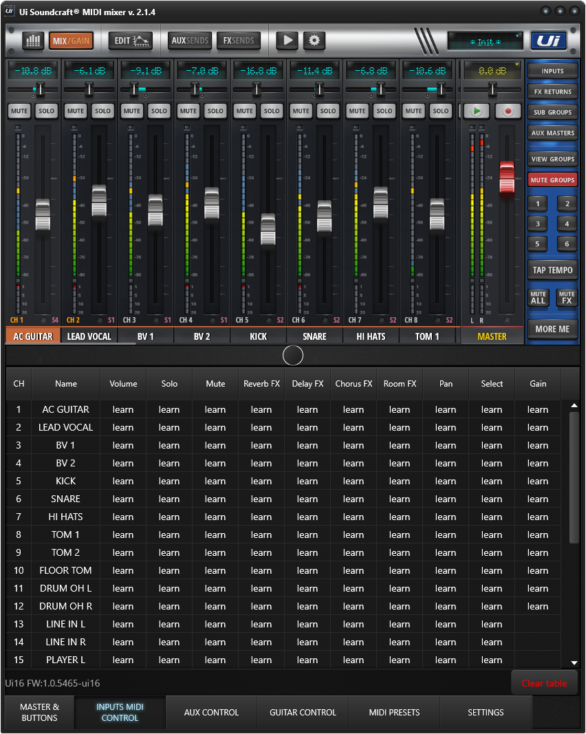 Ui MIDI Soundcraft mixer app - Windows 10